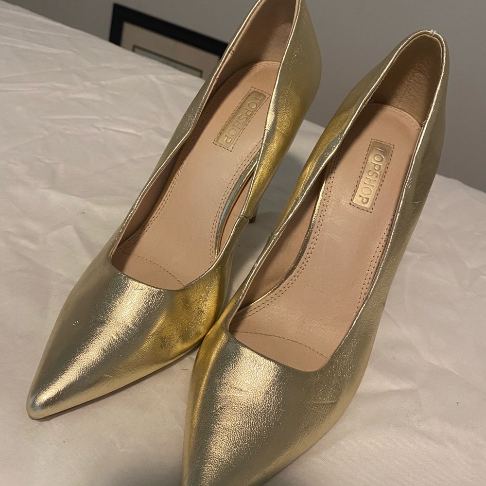 Topshop Metallic Gold Heels